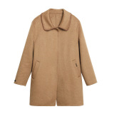 毛呢外套女中长款宽松大衣2025秋冬新款风衣a字版外套双面呢开衫，女装毛呢外套，妃慕昵服饰