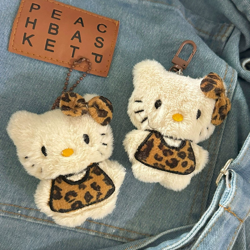Мягкий кулон Kitty J97, леопардовый принт, мини-брелок с цепочкой или карабином, 3,5×1,5×4 см