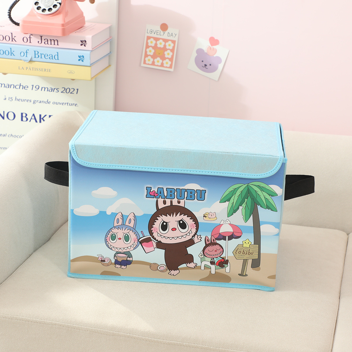 新しい漫画寮ブックスナック収納家庭用衣類おもちゃ収納ボックス折りたたみ車の収納ボックス