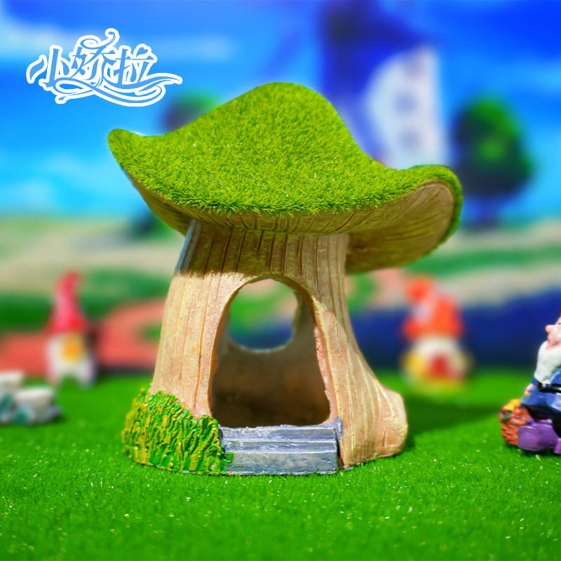 Adorno de Paisajismo para Pecera, Casa de Musgo Artificial para Esconderse, Decoración de Paisaje para Peces y Camarones de Acuario