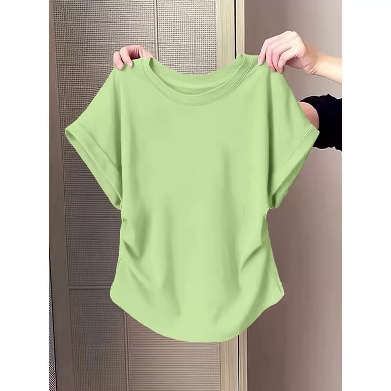 Áo thun nữ cổ tròn tay ngắn, thiết kế ôm eo, phong cách hiện đại — Màu đen chi tiết 8