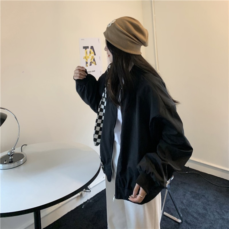 棒球服女春秋复古港味2025年新款休闲立领宽松风夹克外套潮|undefined