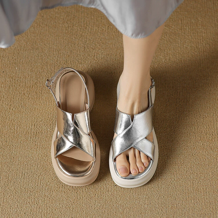 Summer sandals with a strap, genuine leather, 2024 years