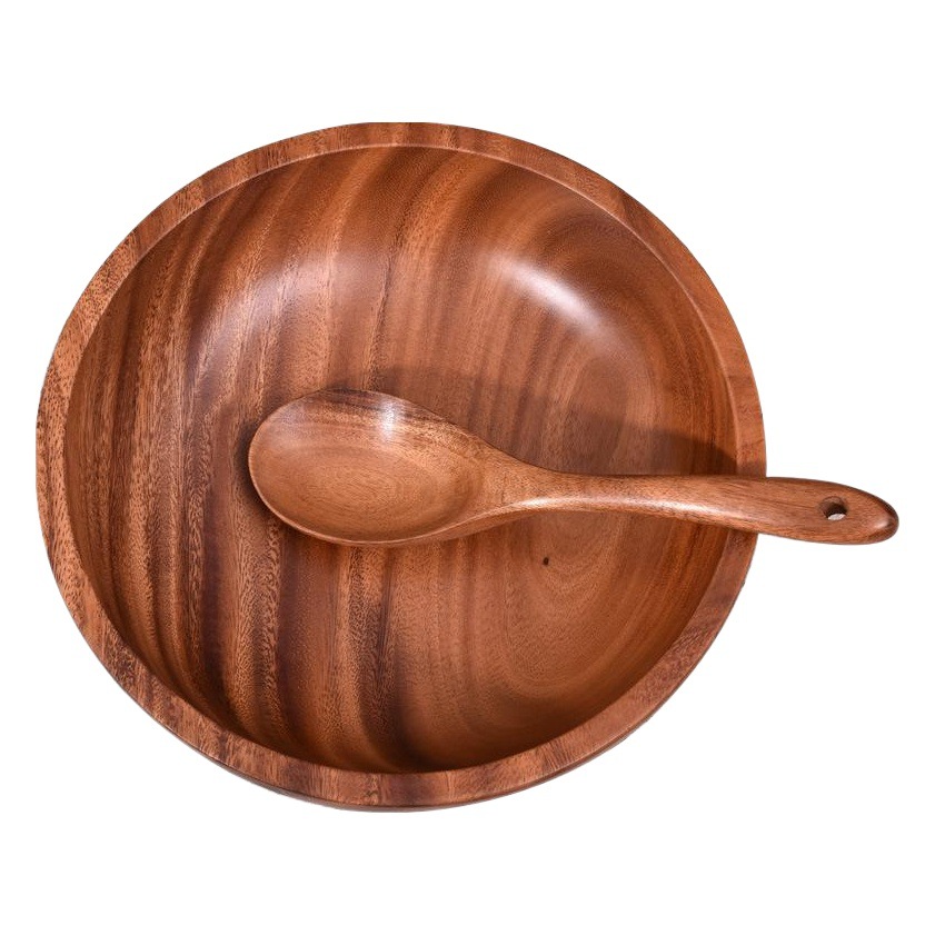 Walnut Bowl Large Instant Noodle Bowl Soup Bowl Household Wooden Anti-scalding Children's Salad Rice Bowl Acacia Wood Fruit Plate