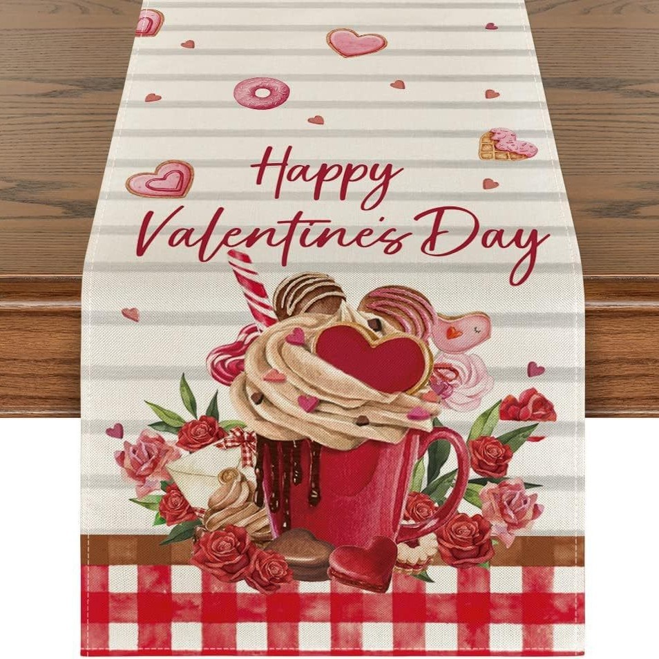 Novedad transfronteriza: Camino de mesa de lino estampado, decoración para sofá, ambiente festivo, estilo nórdico, tira larga.
