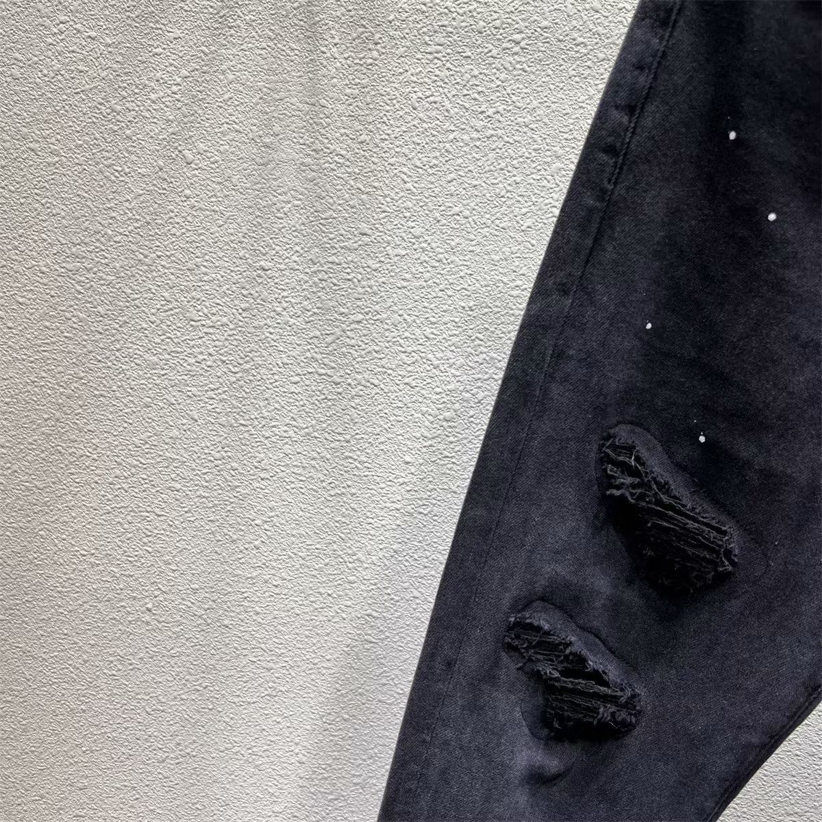 Casual Scratched American High Street Style Loose Wide-Leg Pants For Women Men, Autumn Black And Gray Trendy_mkmklike.com