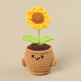 Cross-Border New Product Desktop Potted Plant Foreign Trade Crochet Kit Finished Tulip Cactus Doll Crochet Doll