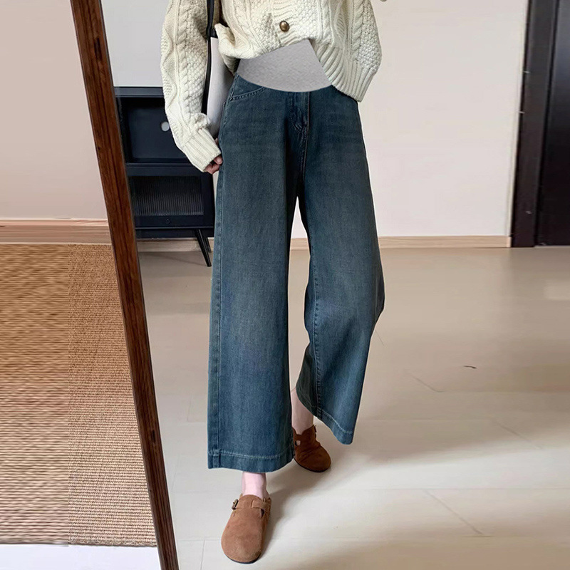 Maternity Pants Spring and Summer Outer Wear Summer 2025 New Bottoming Jeans Winter Fleece-Lined Wide-Leg Pants for Small People