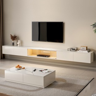 Living room slate suspended TV cabinet coffee table combination light luxury high-end home TV cabinet multi-functional storage cabinet