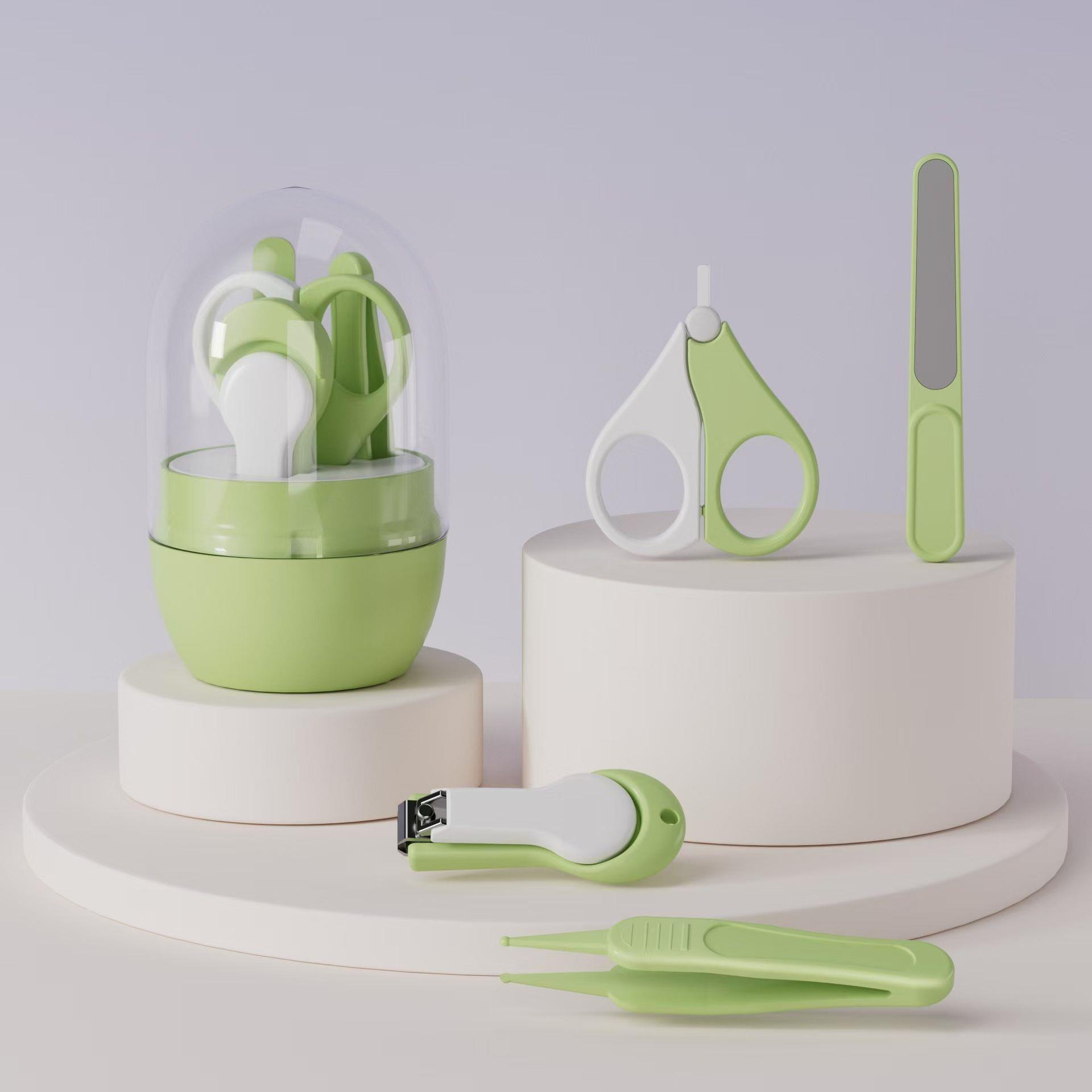 [Green 5-piece set] Scissors/Pliers/Grinder/Tweezers/Box