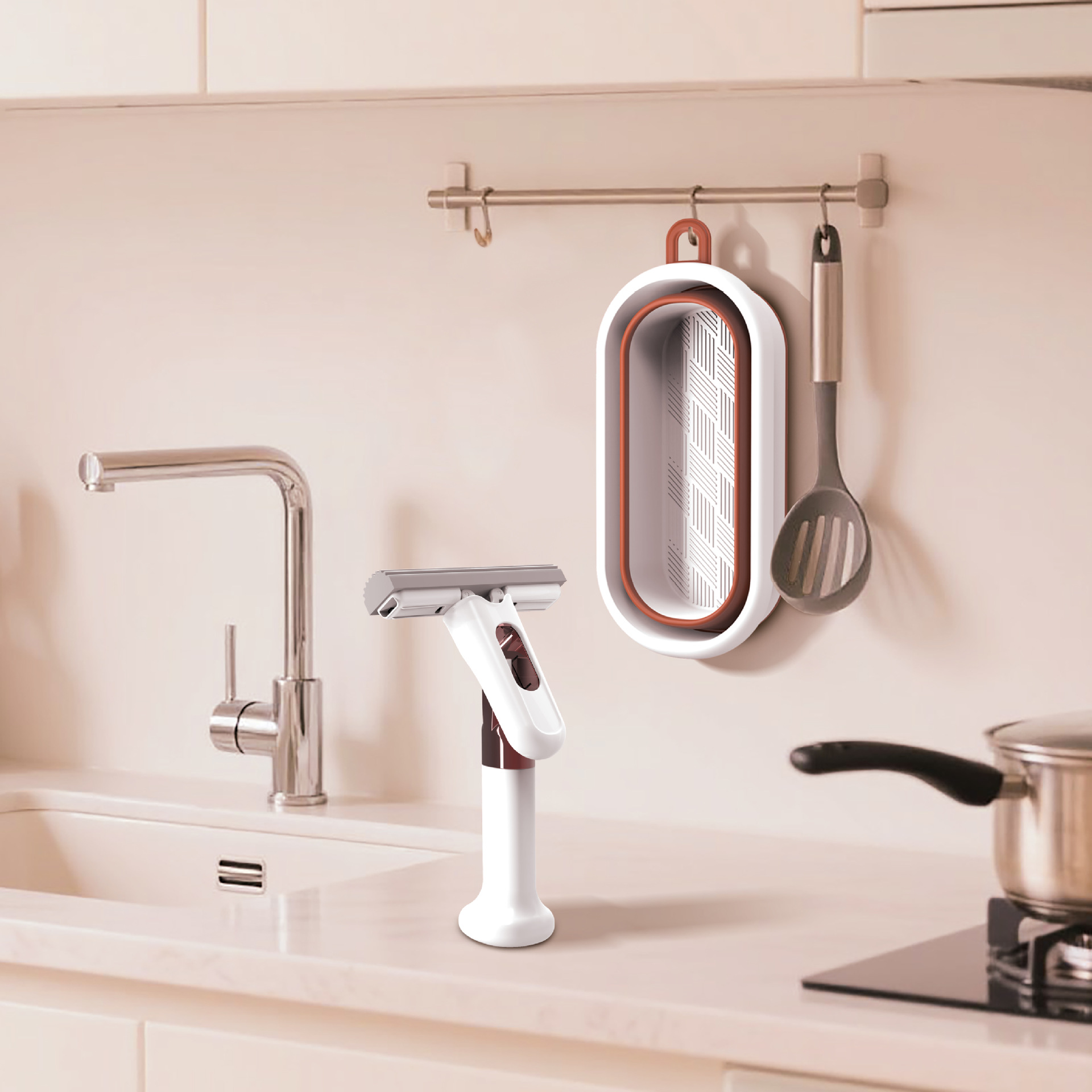 Cerca de la mesa, rociar agua, trapeador pequeño, limpiar a mano, lavar a mano, cocina, baño, inodoro, vidrio, trapeador pequeño, limpiar