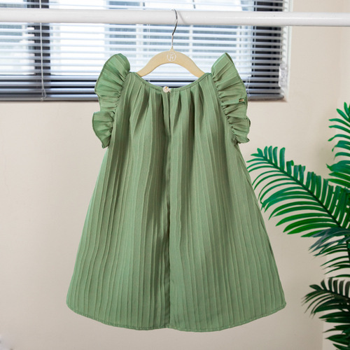 Children's dress, stylish and cute, solid color sleeveless children's dress, Korean style children's princess dress
