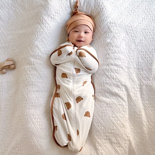 ins Korean style cute bear and rabbit printed baby sleeping bag with feet wrapped in summer cool baby sleeping bag anti-rolling