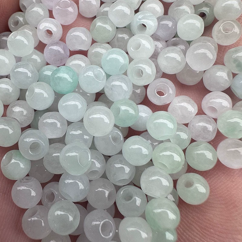 Изумрудные круглые бусины jade Мьянма, ожерелье и браслет, imitation ice, 6 мм, оптом, DIY