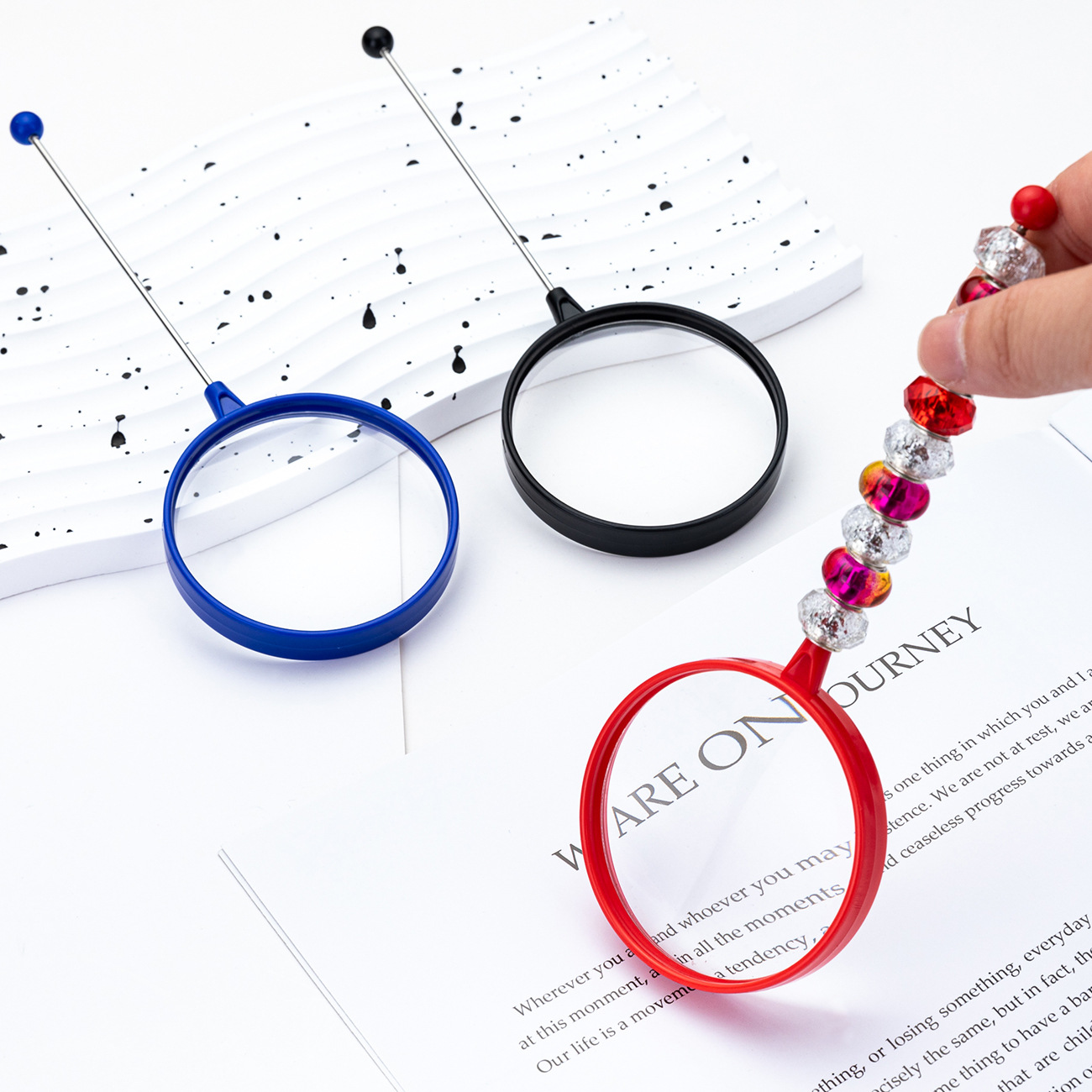 DIY cuentas lupa de observación científica de estudiantes niños lupa de plástico portátil de alta definición lupa de caída