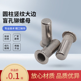 铆螺母盲孔封闭盲端大边竖纹圆柱圆头平头304不锈钢碳钢拉帽环保-阿里巴巴