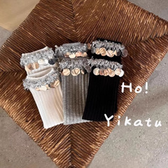 Yikatu伊卡兔儿童袜子批发2025秋款新款圆形亮片亲子袜无跟均码