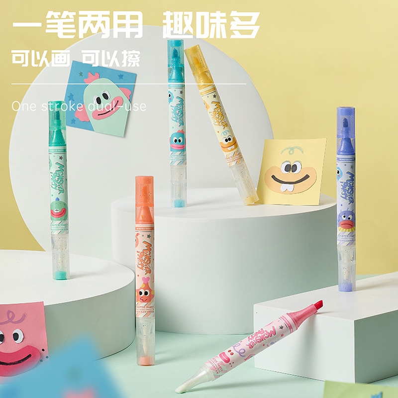 Brillante resaltador borrable, marcador, bolígrafo de cuenta manual de graffiti de color de gran capacidad, bolígrafo de cuenta manual de marca clave para estudiantes