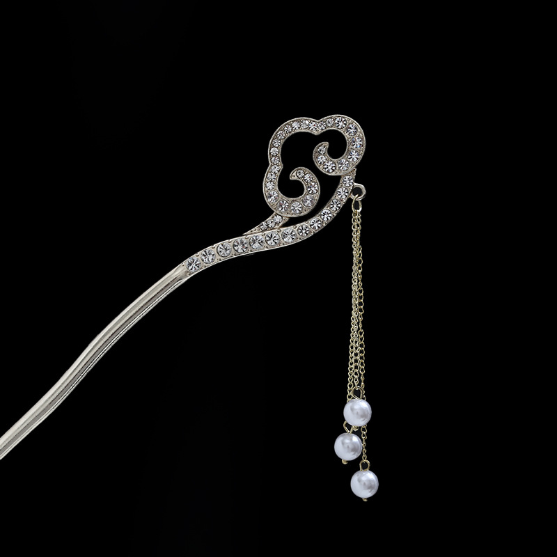 Rosa azul y blanco rhinestone flor horquilla mujeres de alto grado paso sacudida borla rizador de pelo horquilla estilo antiguo hanfu accesorios para el cabello otoño