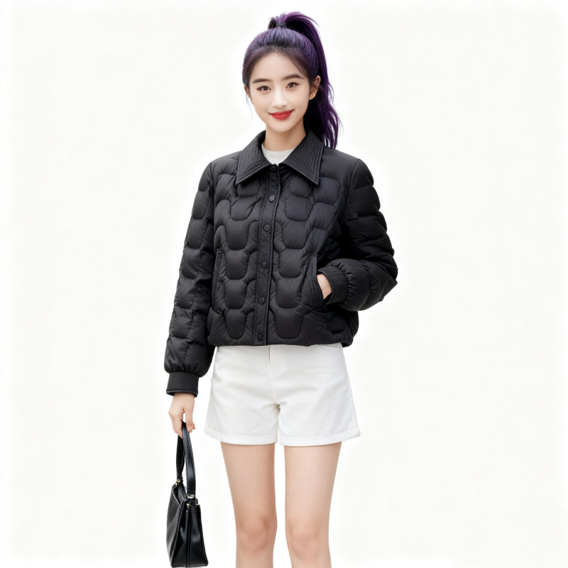 New Brand Women's down Jacket, Versatile White Duck down Coat, Petite Plus Size, Lightweight Short Style