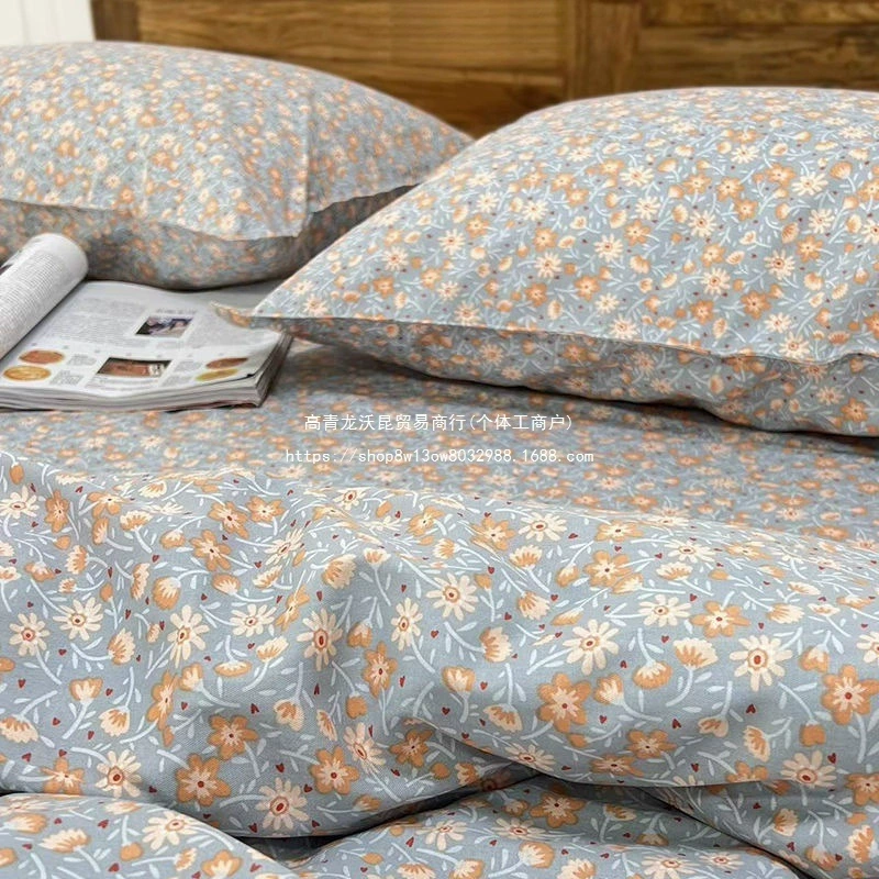 Пододеяльник в пасторальном стиле, цельные простыни, комплект из трех предметов, наволочка с цветочным принтом, одинарный двойной пододеяльник, постельное белье на четыре сезона, цельный оптовая продажа