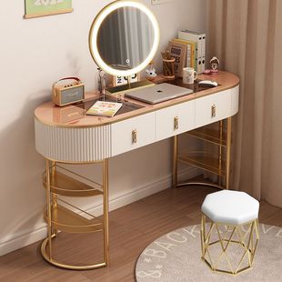 Dressing Table Light Luxury Internet Celebrity Ins Nordic Simple Small Apartment Dressing Table Storage Cabinet Integrated Glass Makeup Table