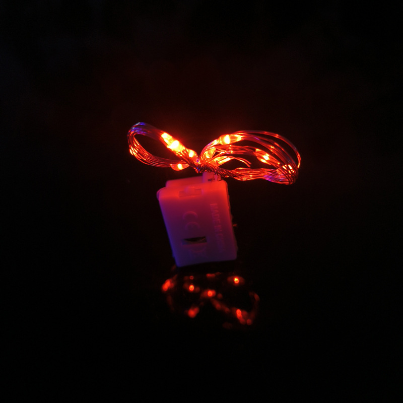 65000810 led铜线小白盒灯串-1米10灯 红色