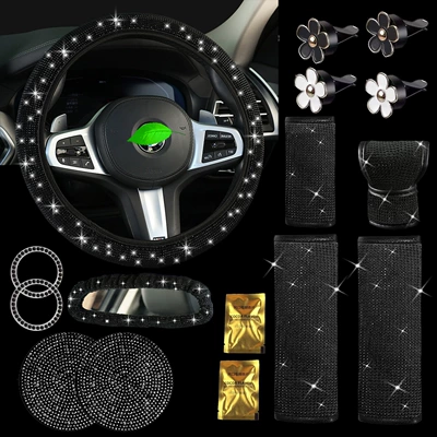 Seat belt shoulder pad Shoulder Cover Hot Diamond Seat Belt - black