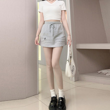 系带百搭高腰设计感半身裙裤女夏季高腰百搭A字短裙休闲A字裙