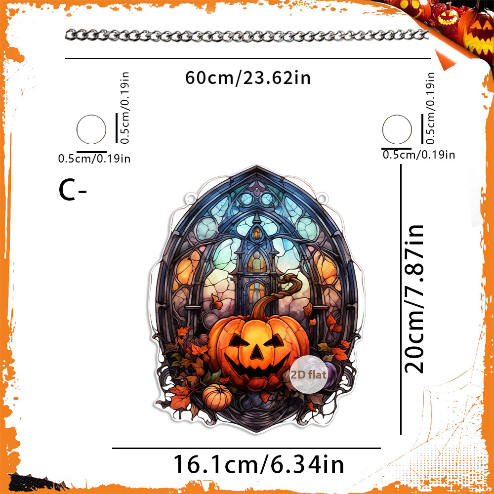 Decoración de Halloween transfronteriza cabeza de calabaza malvada 2D acrílico disco colgante ventanas de color porche colgante