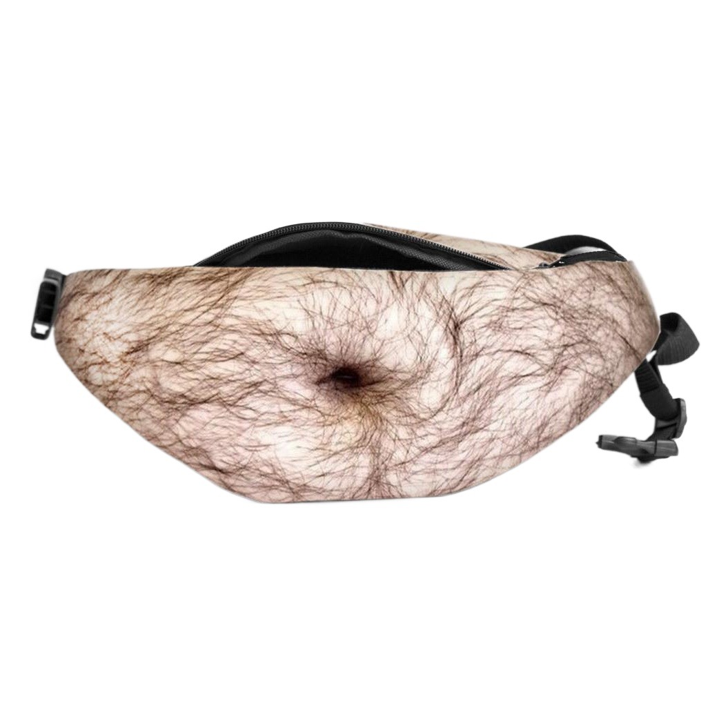 Shake Tone Same Big Belly Waist Bag Belly Bag Creative Anti-Harassment Big Belly Waist Bag Simulation Big Belly Leather Waist Bag
