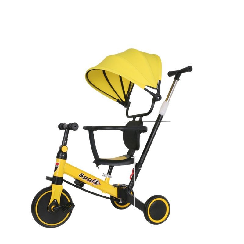 Triciclo Multifuncional para Niños de Metal con Empuje de Mano para 1 a 3 Años
