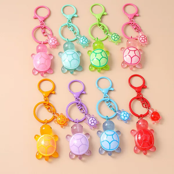 New European and American cross-border cute resin size turtle key chain cartoon small animal backpack pendant mobile phone pendant