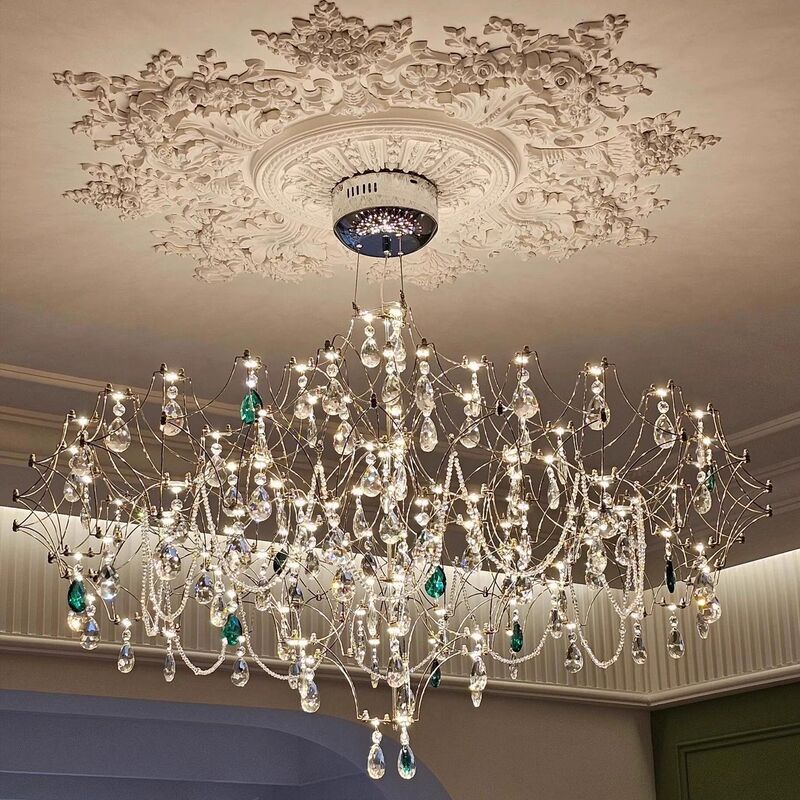 French-Style Light Luxury Crystal Chandelier for Living Room, Ins Art Firefly Room Light, Starry Sky Dining Room Light, Designer
