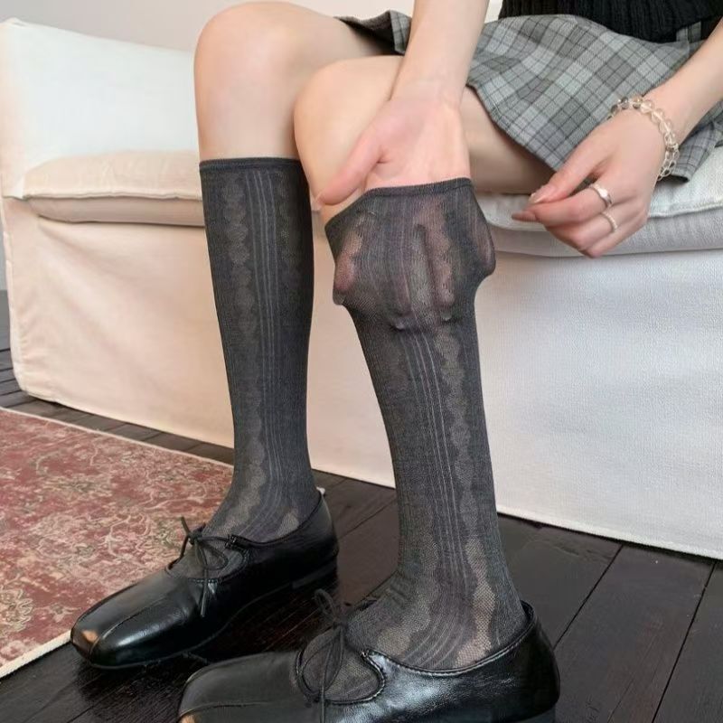2026 hot-selling women's summer ultra-thin stockings, ballet-style hollow mesh calf socks, internet celebrity style long stacked socks 2026 hot-selling women's summer ultra-thin stockings, ballet-style hollow mesh calf socks, internet celebrity style long stacked socks