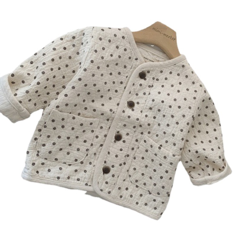 Niñas abrigo otoño estilo coreano ropa para niños bebé Polka Dot cardigan abrigo primavera y otoño bebé niñas abrigo ropa