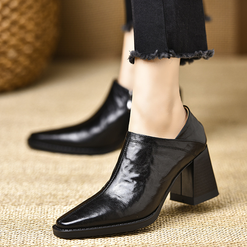 Retro dames pumps met blokhak vierkante neus en rits_voghion.com