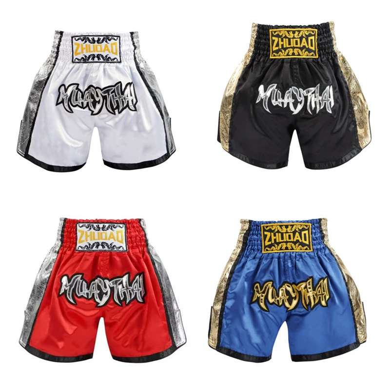 Новые шорты Muai Thai с высоким кнут ноги боксерские брюки бокового сшивания блестящие кожаные ремесла боксерские тренировочные шорты