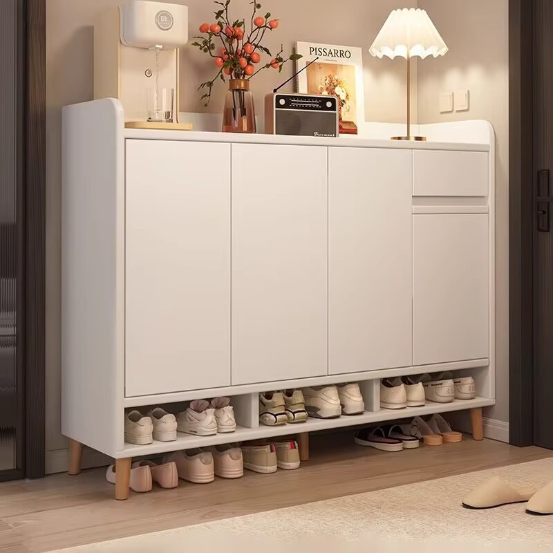 Zapatero para el hogar, puerta para el hogar, interior, nuevo gabinete de almacenamiento de estilo caliente 2025, estante para zapatos simple de madera maciza todo en uno