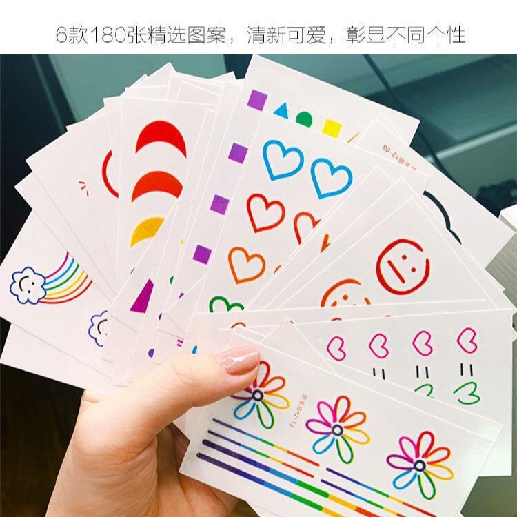 Ins-Style Colorful Dopamine Hyuna Fresh Tattoo Stickers Waterproof Cute Cartoon Pattern Party Stickers