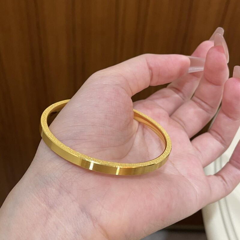 沙金饰品小众设计四方钉砂拉丝筷子手镯轻奢高级感送对象节日礼物|undefined