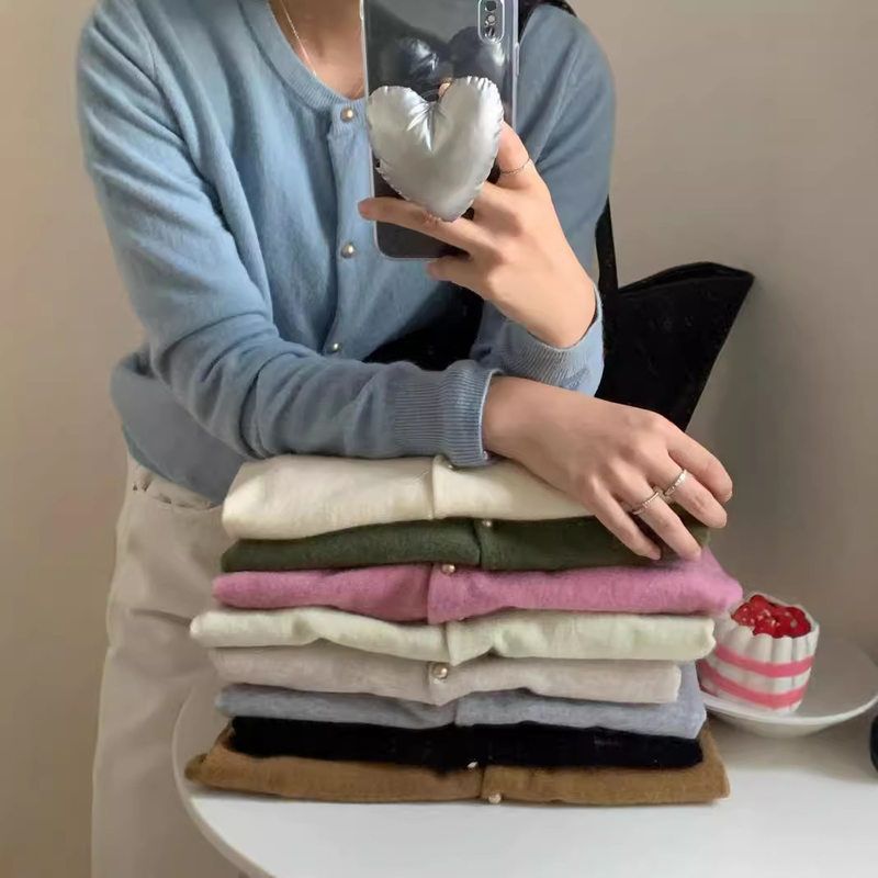春秋新款软软糯糯的很舒适~温柔淑女风针织开衫毛衣女