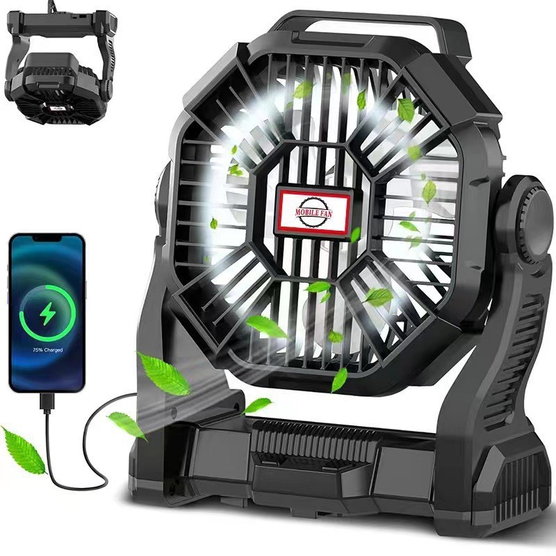 New Camping Fan Light Battery Operated Fan Small Desktop Lighting Electric Fan Outdoor Fishing Camping Fan