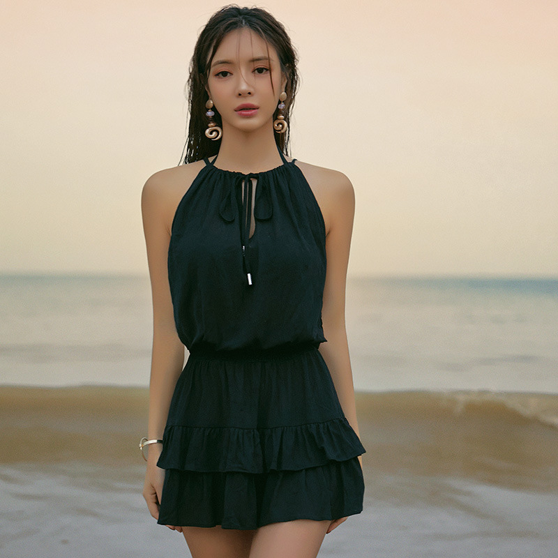 三奇泡温泉分体泳衣罩衫三件套女2024新款海边度假性感比基尼