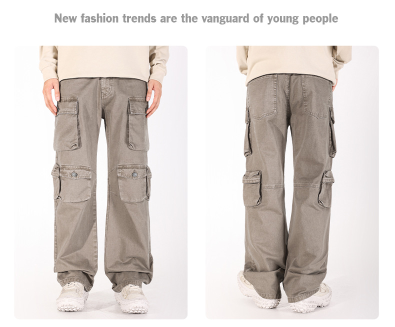 Îmbrăcăminte bărbătească, îmbrăcăminte bărbătească, pantaloni casual la modă, pentru bărbați, toamna și iarna, gata de purtat, pantaloni lejeri cu mai multe buzunare, pantaloni de șters bărbați_voghion.com