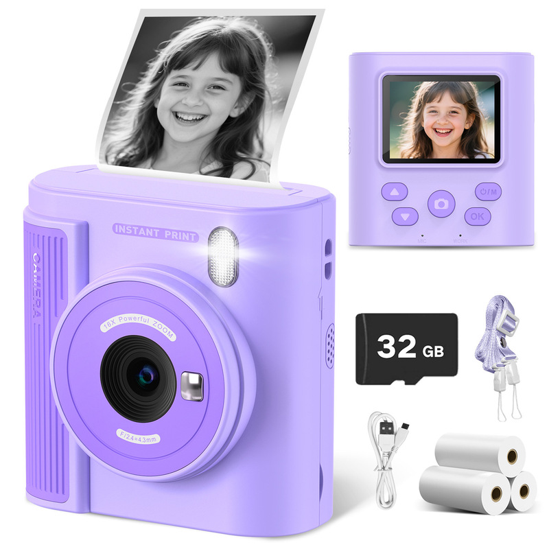 Cross-border children's instant print camera P99 cute cartoon mini camera convenient photography toy for students Cross-border children's instant print camera P99 cute cartoon mini camera convenient photography toy for students