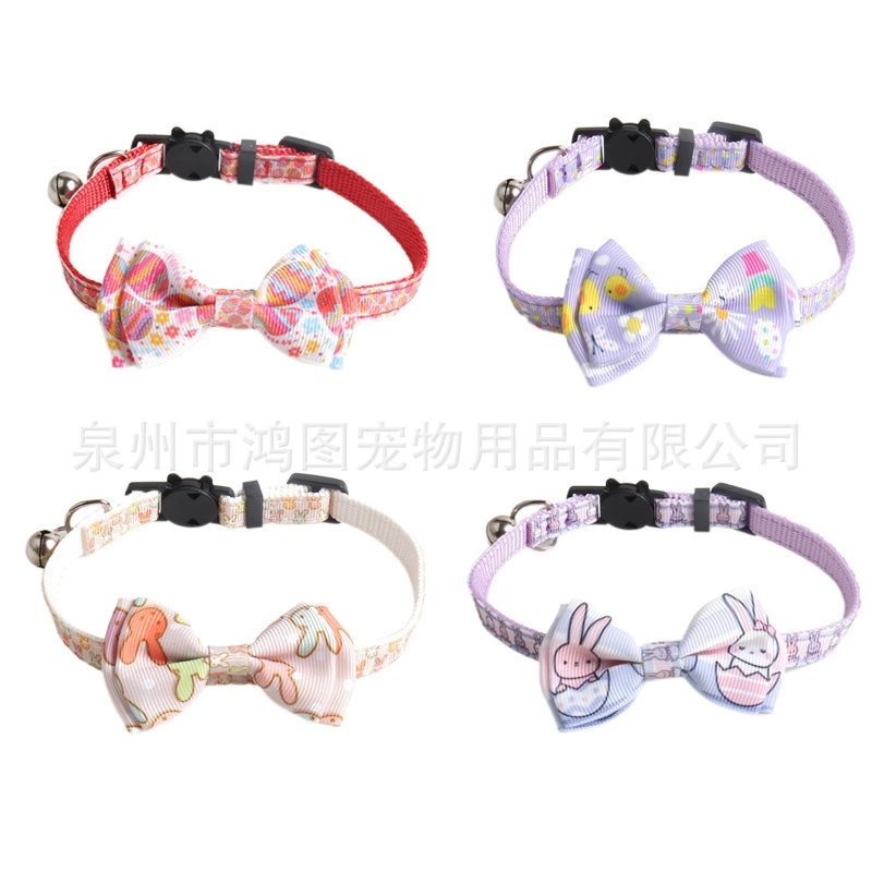 Amazon трансграничный новый воротник для домашних животных с кошачьим ошейником Пасхальный кролик яйцо бант кошачий ошейник