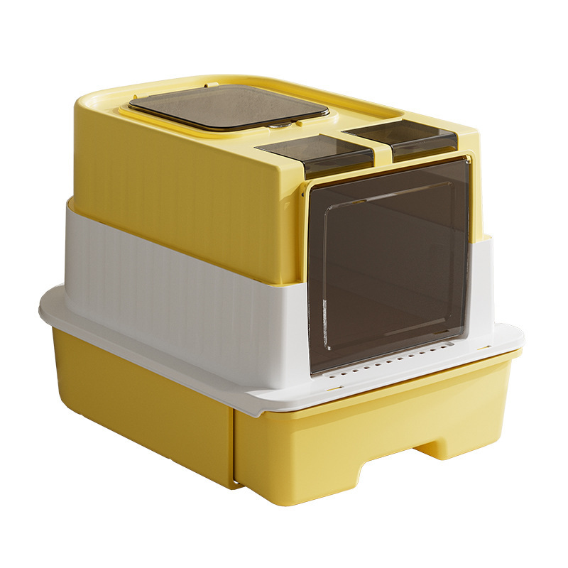 Nuevo cajón de arena para gatos de tamaño super grande completamente cerrado anti-salpicaduras de doble ranura desodorizante fábrica de heces de gato al por mayor