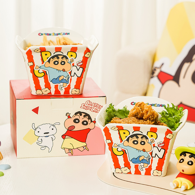 卸売本物のクレヨンしんちゃんクリエイティブセラミックフライドポテトボウル漫画かわいいサラダボウル大型高価値インスタントラーメンボウル|undefined