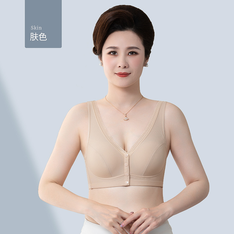 Ropa interior para madres verano delgado sin anillo de acero sujetador con hebilla delantera mujeres de mediana edad y ancianos ropa interior de sujetador estilo chaleco de talla grande